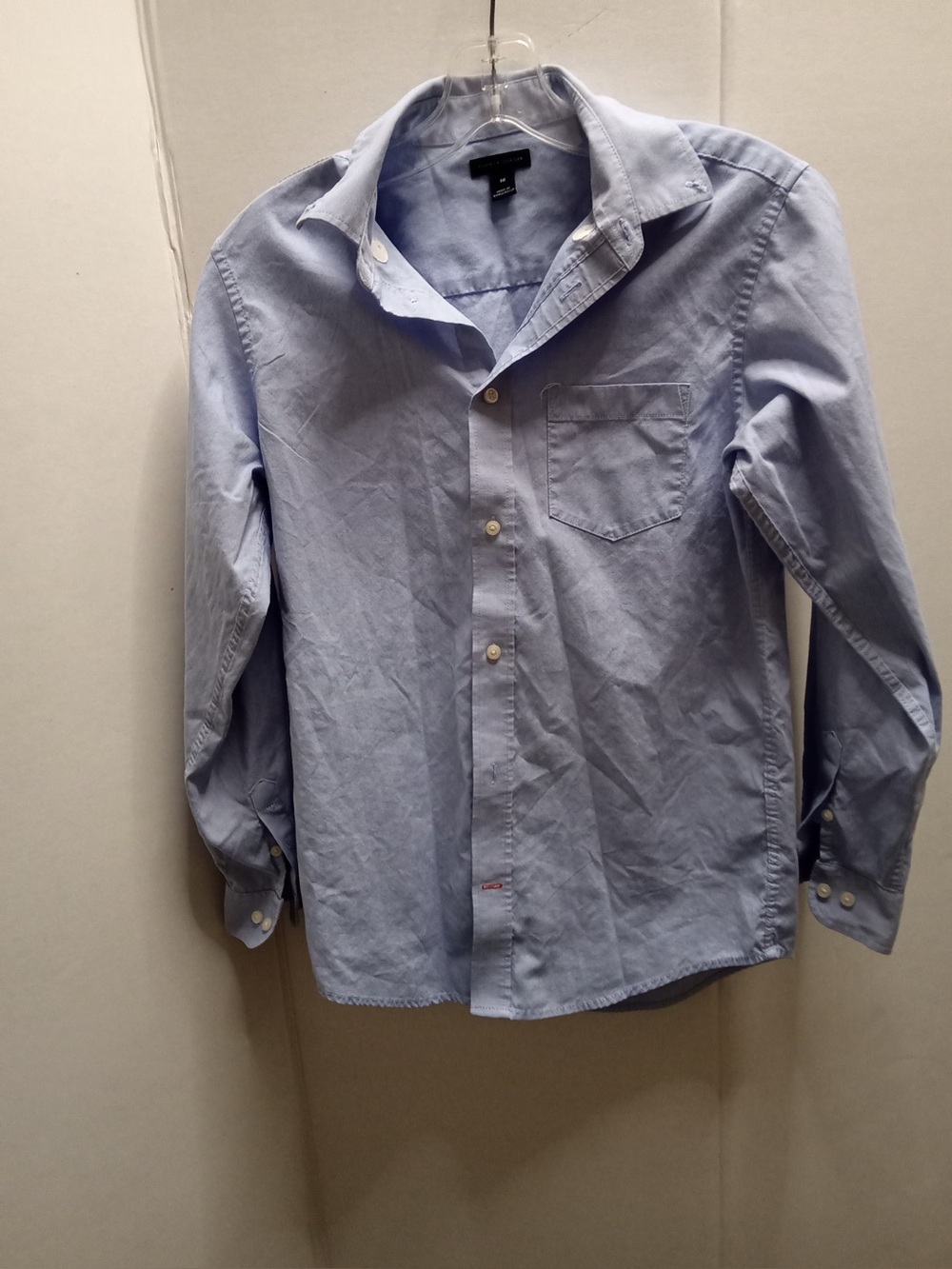 Tommy Hilfiger Boys Blue Long Sleeve Button Up Shirt Size 16 Cotton A5